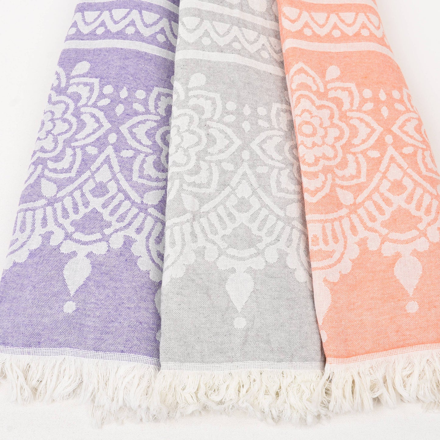 Mandala Turkish Towels – Handwoven, Soft & Organic: Gray / Beach Towel