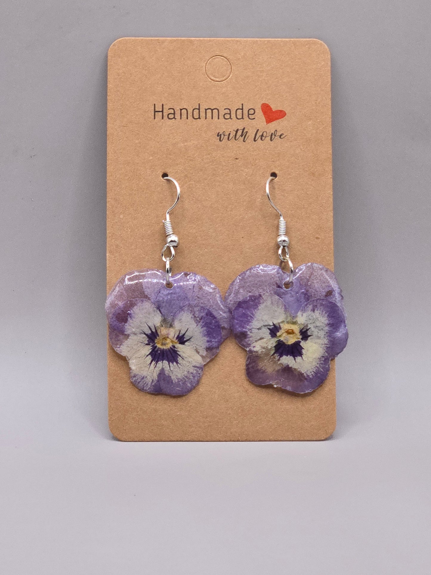 Real Pressed Pansy Flower Dangle Earrings – Botanical UV Resin Jewelry