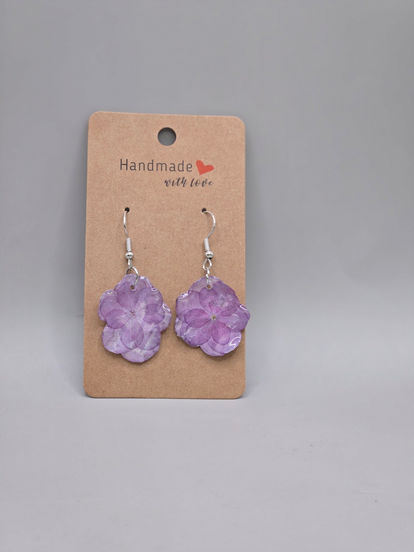 Pressed Hydrangea Earrings, Real Flower Resin Earrings, Botanical Jewelry, Pierced & Clip-On Available