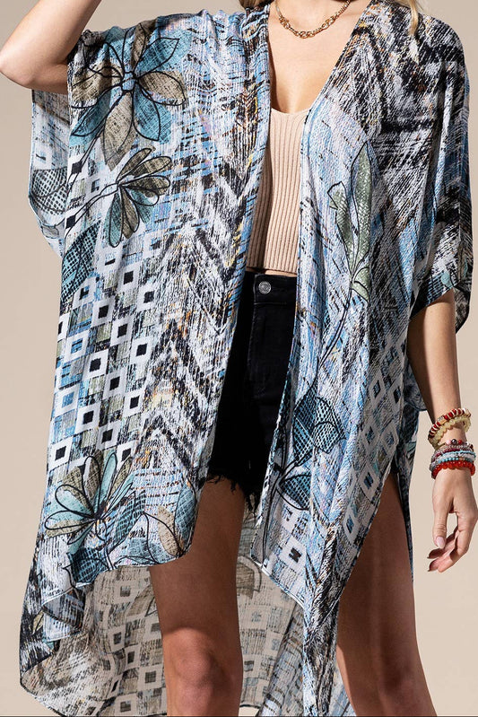 Denim Multi Viscose Kimono One Size