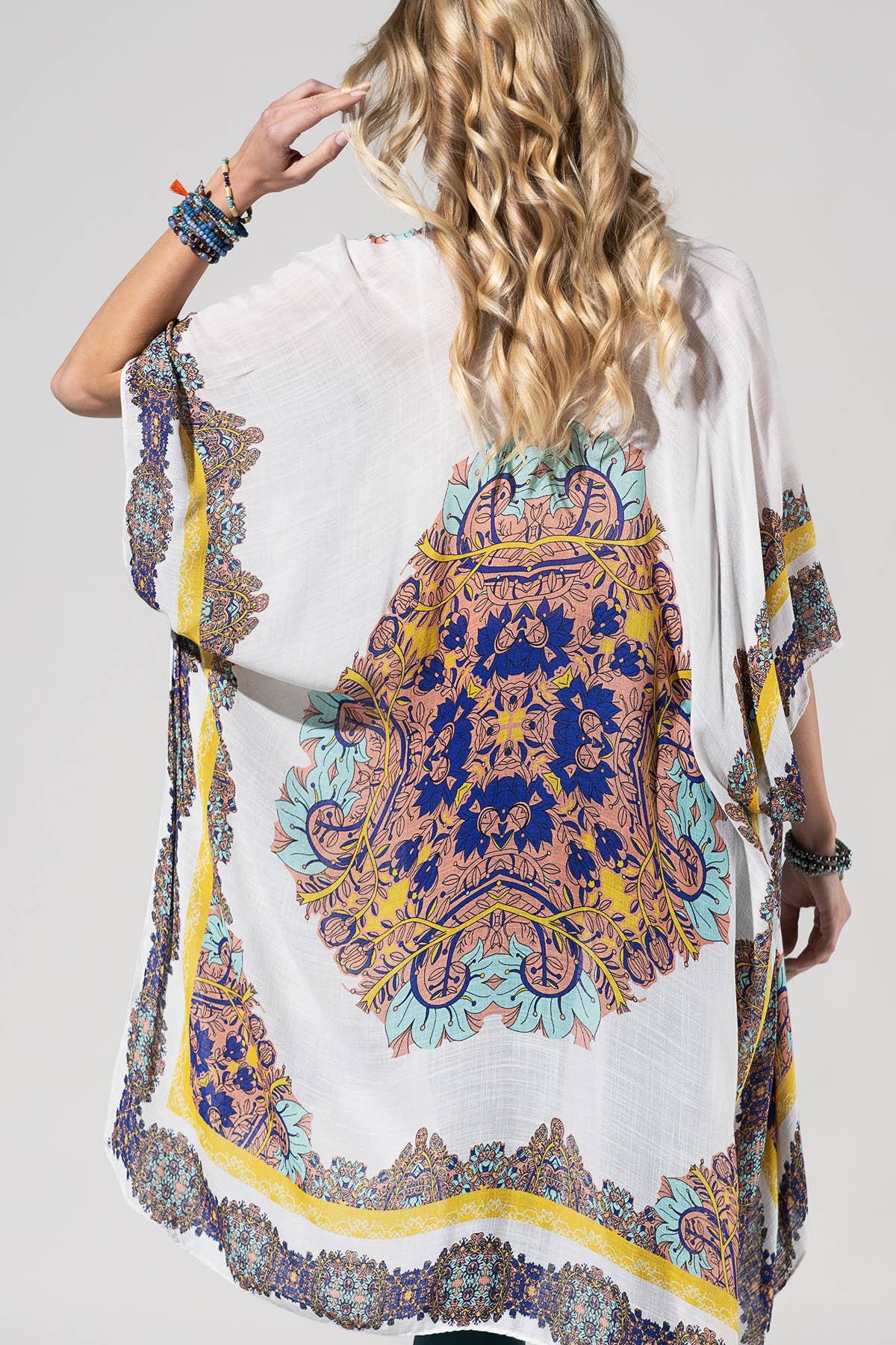 Sunburst Mandala Viscose Kimono: One Size