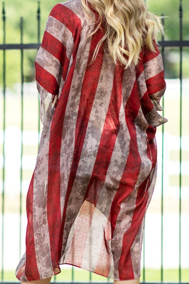 Vintage Stars & Stripes Kimono: One Size Fits All