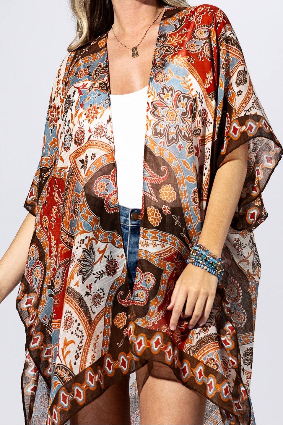 Boho Paisley Patchwork Kimono One Size Fits All