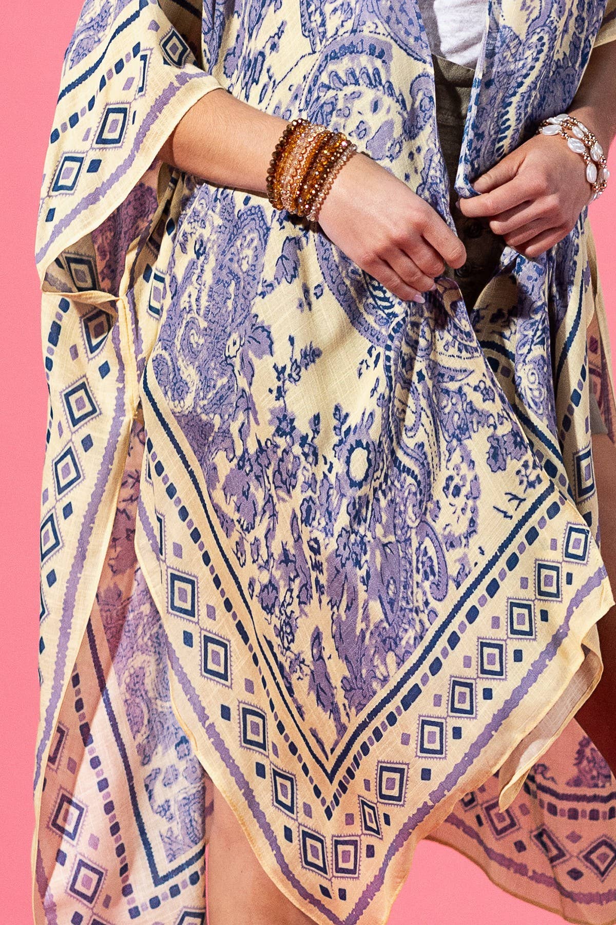Lavender Yellow Paisley Kimono