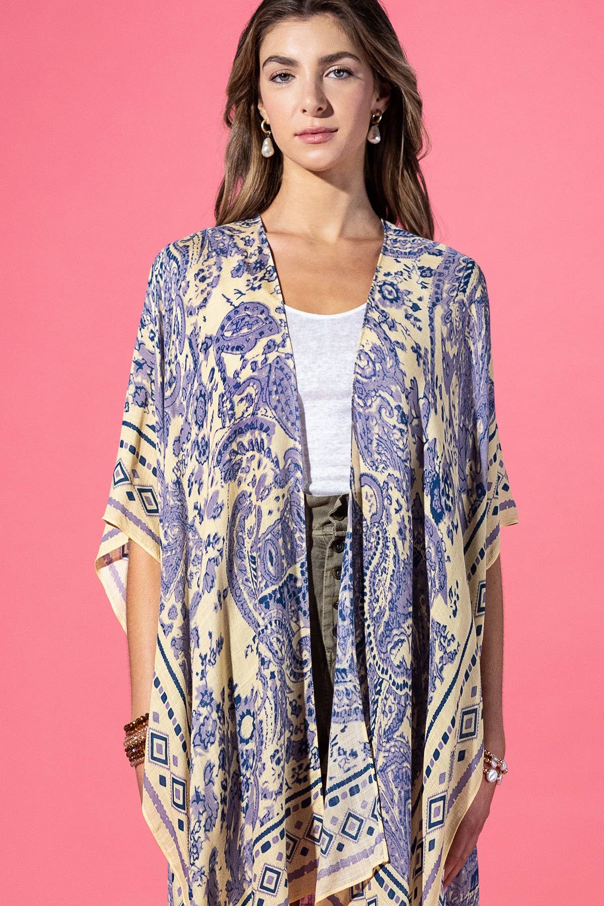 Lavender Yellow Paisley Kimono