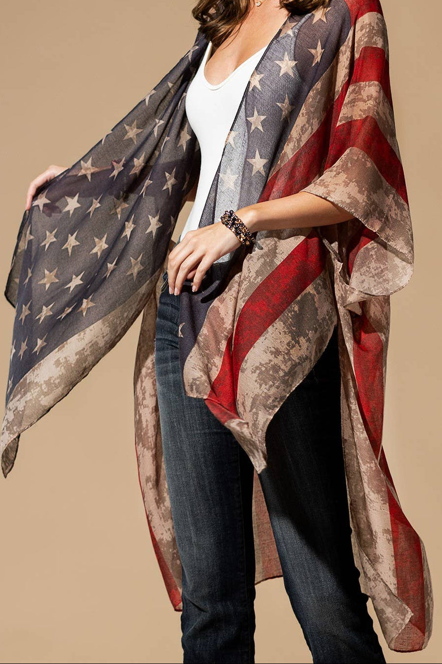 Vintage Stars & Stripes Kimono: One Size Fits All