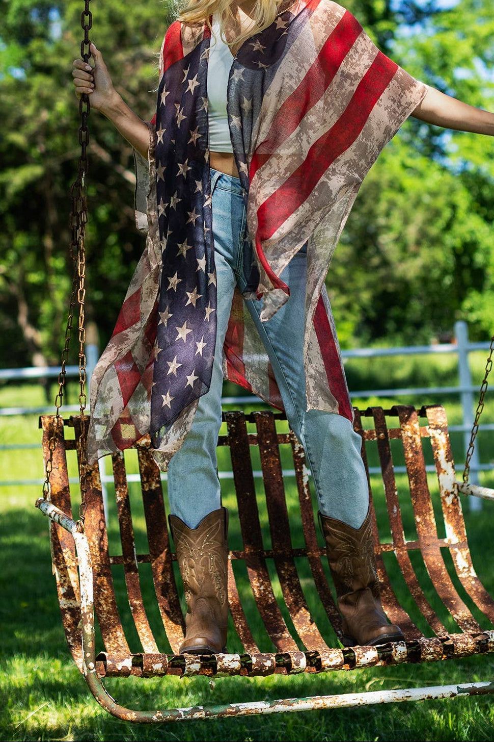 Vintage Stars & Stripes Kimono: One Size Fits All