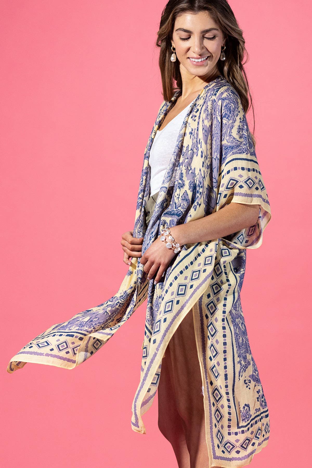 Lavender Yellow Paisley Kimono