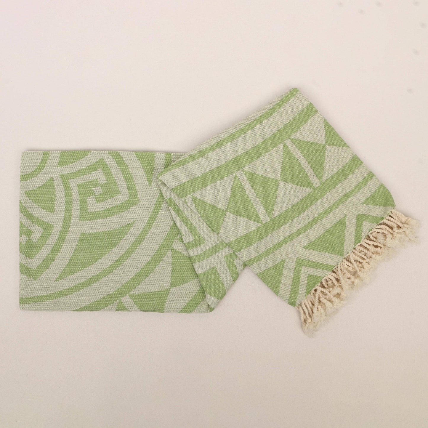Mandala Pattern Turkish Organic Cotton Towel: Pistachio Green Beach Towel