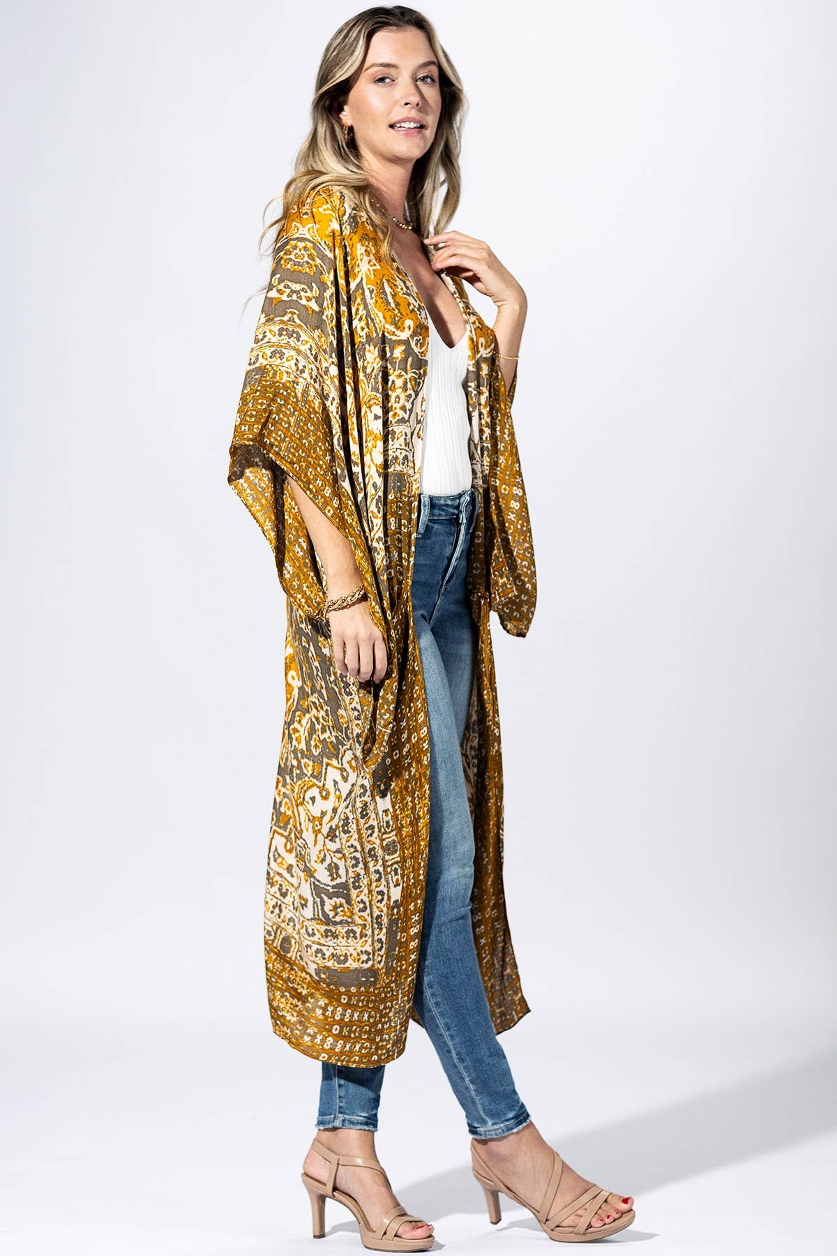 Golden Meadow Kimono: MUSTARD / 2 / One Size