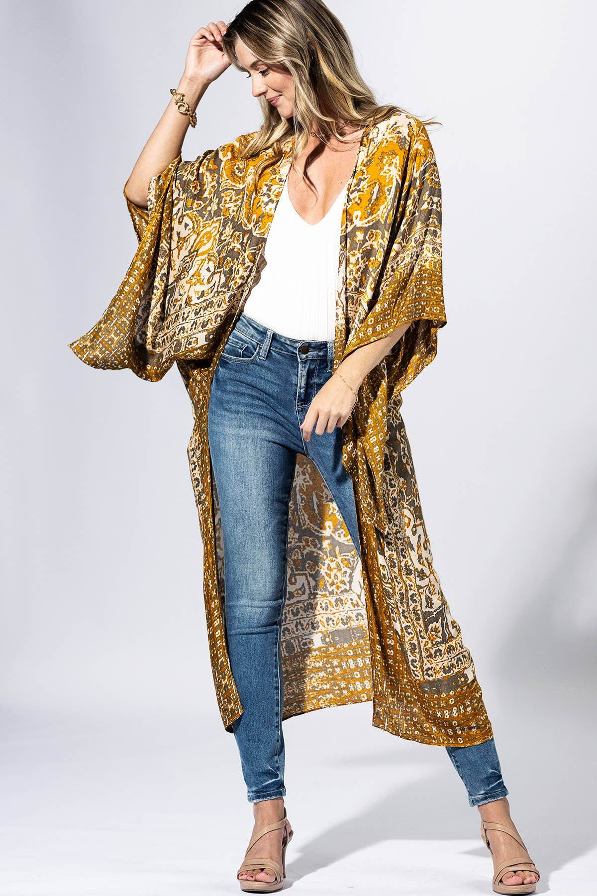 Golden Meadow Kimono: MUSTARD / 2 / One Size