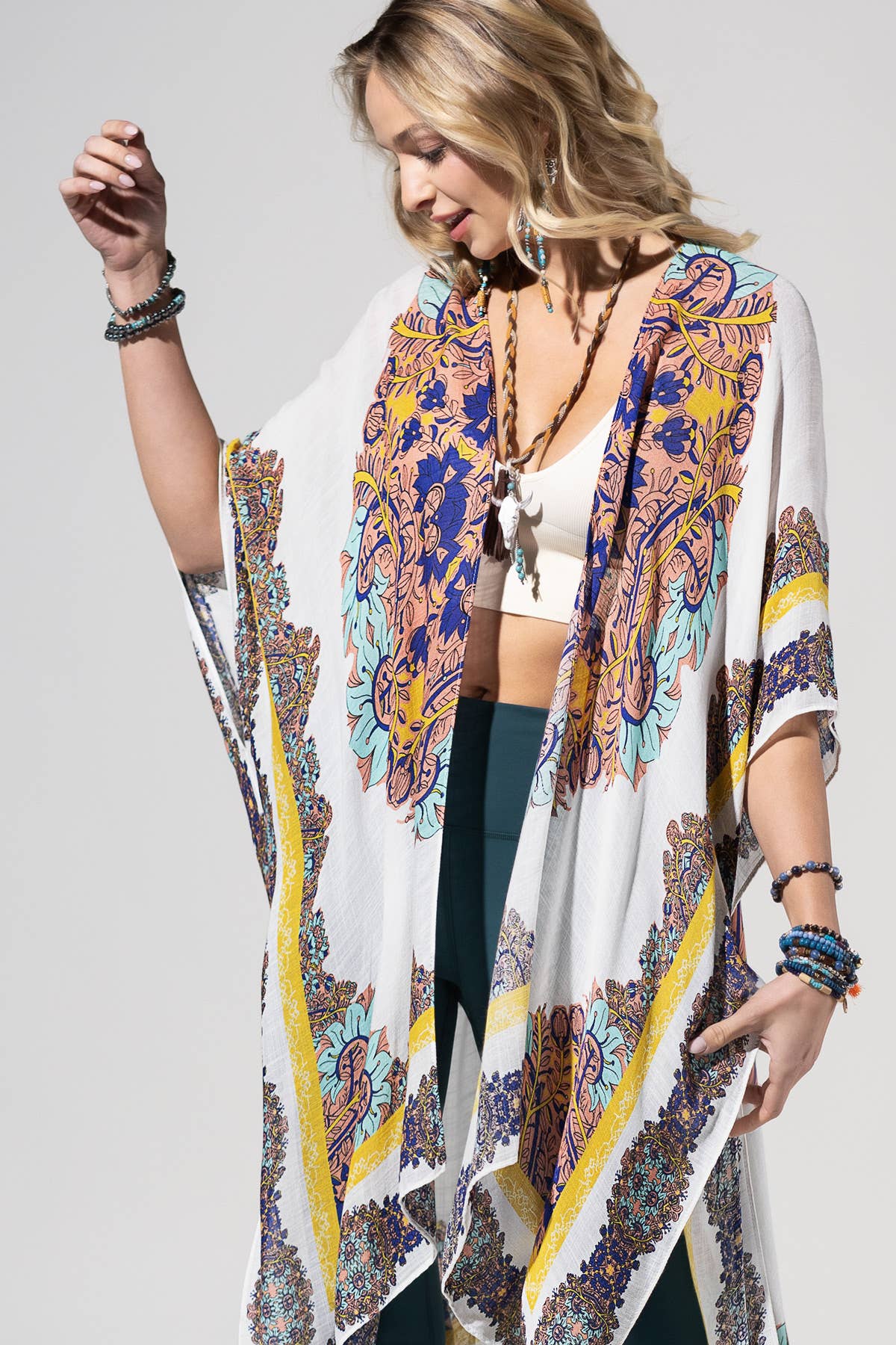 Sunburst Mandala Viscose Kimono: One Size