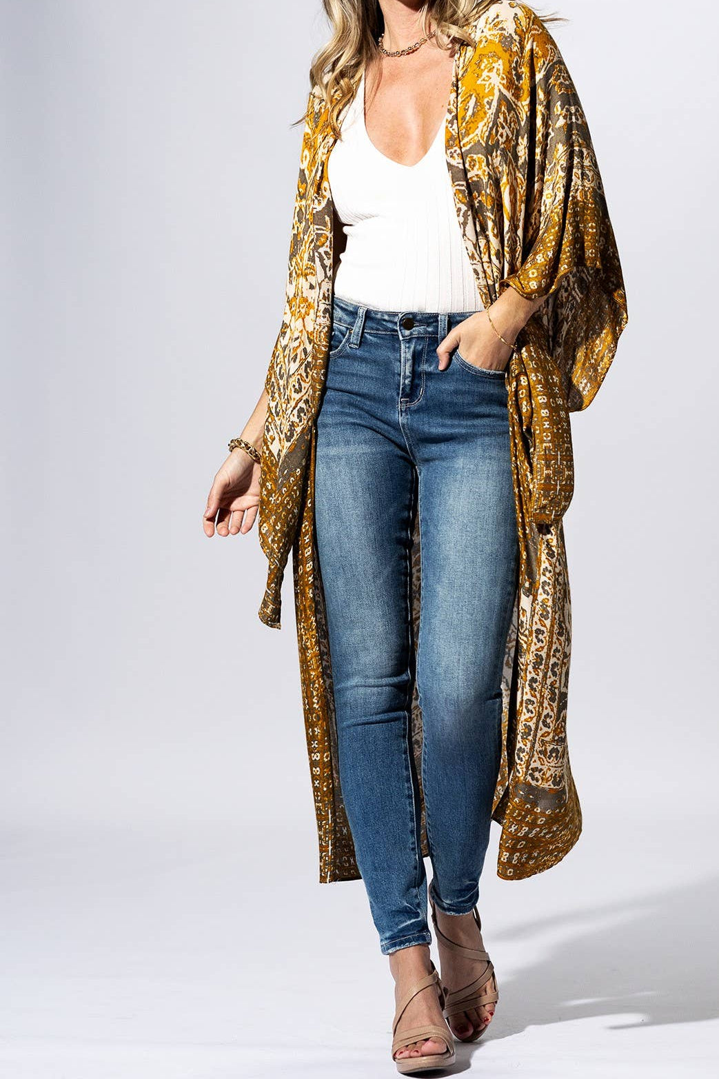 Golden Meadow Kimono: MUSTARD / 2 / One Size