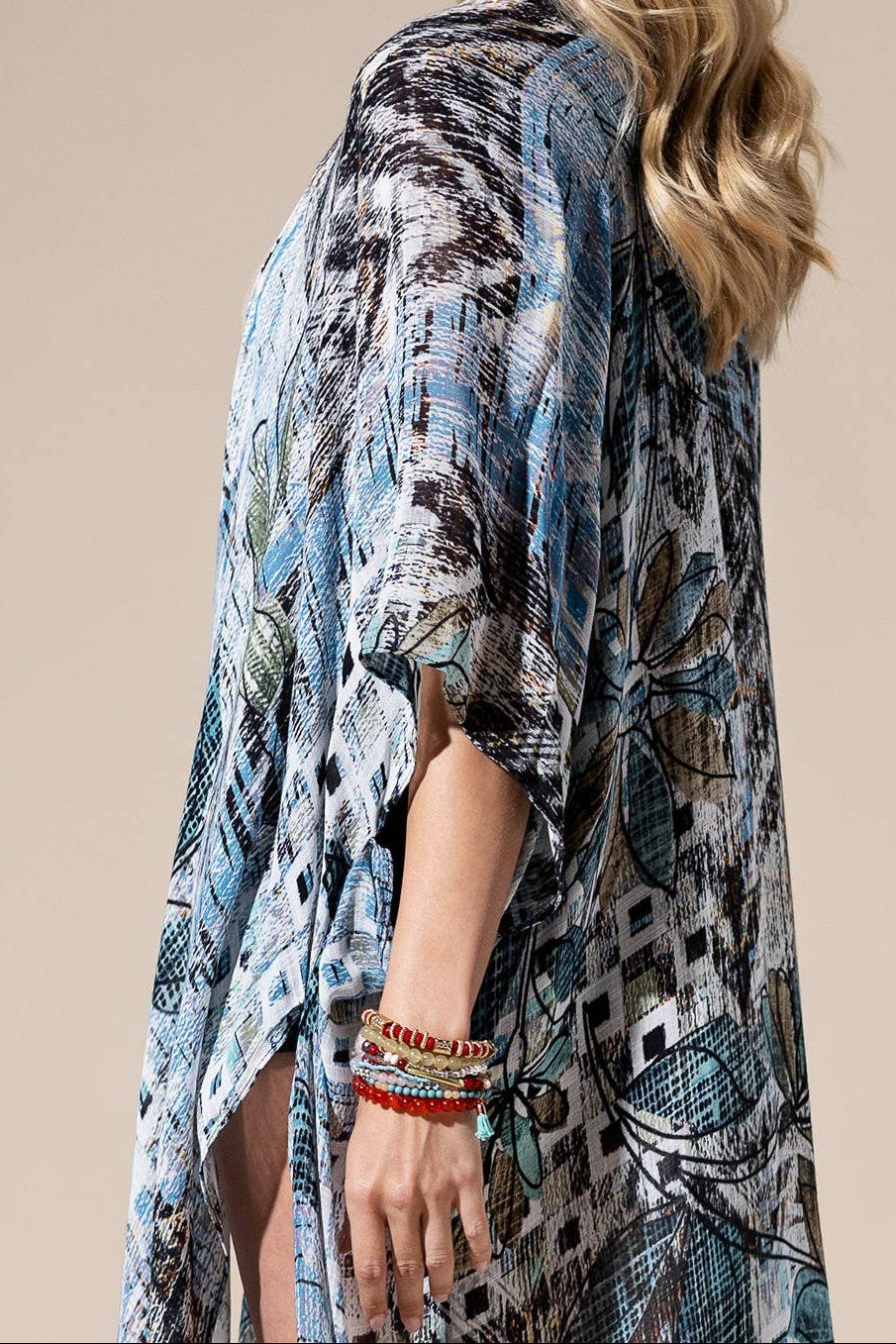 Denim Multi Viscose Kimono One Size