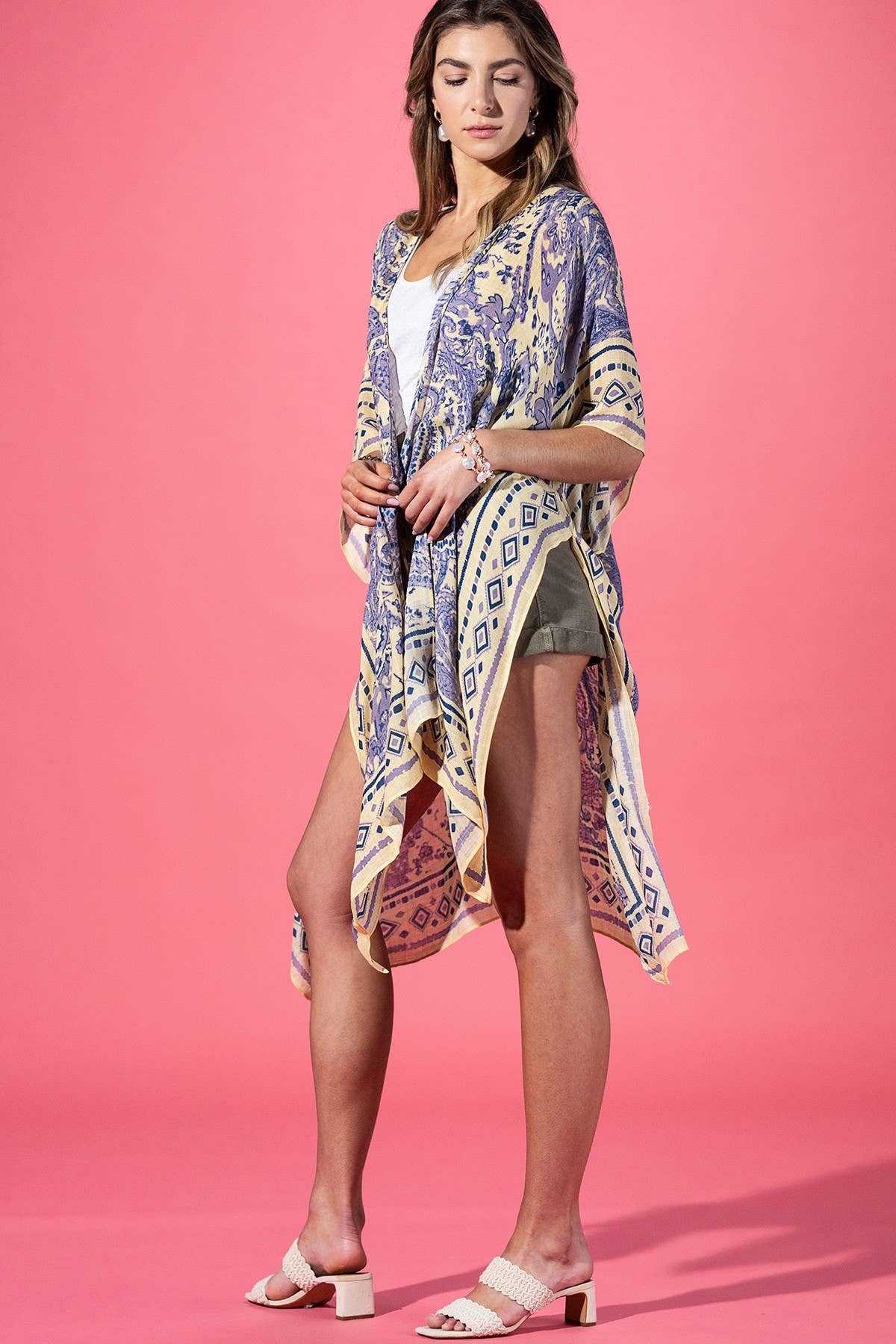 Lavender Yellow Paisley Kimono