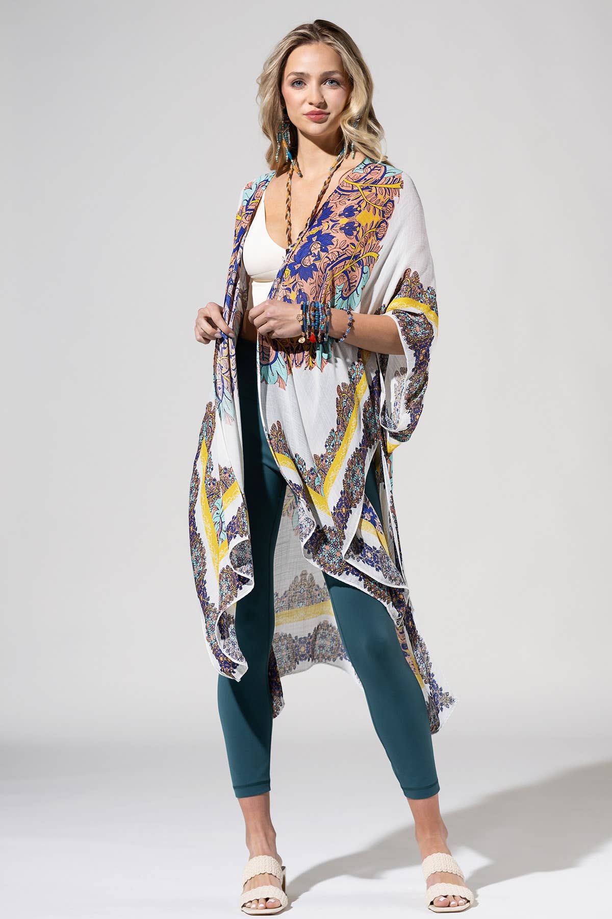 Sunburst Mandala Viscose Kimono: One Size