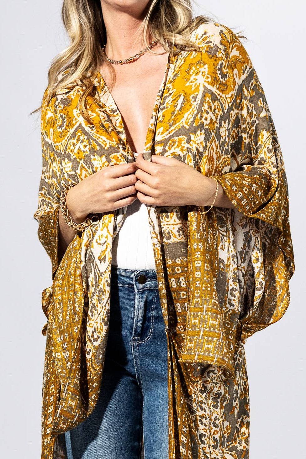 Golden Meadow Kimono: MUSTARD / 2 / One Size