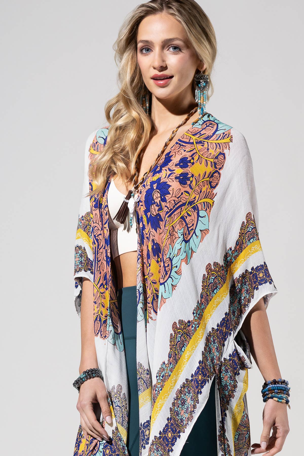 Sunburst Mandala Viscose Kimono: One Size