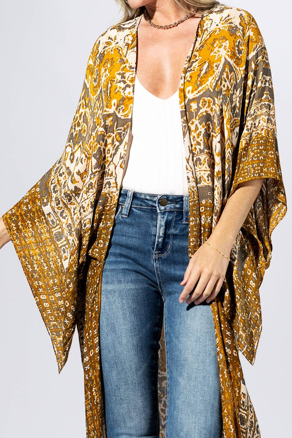 Golden Meadow Kimono: MUSTARD / 2 / One Size