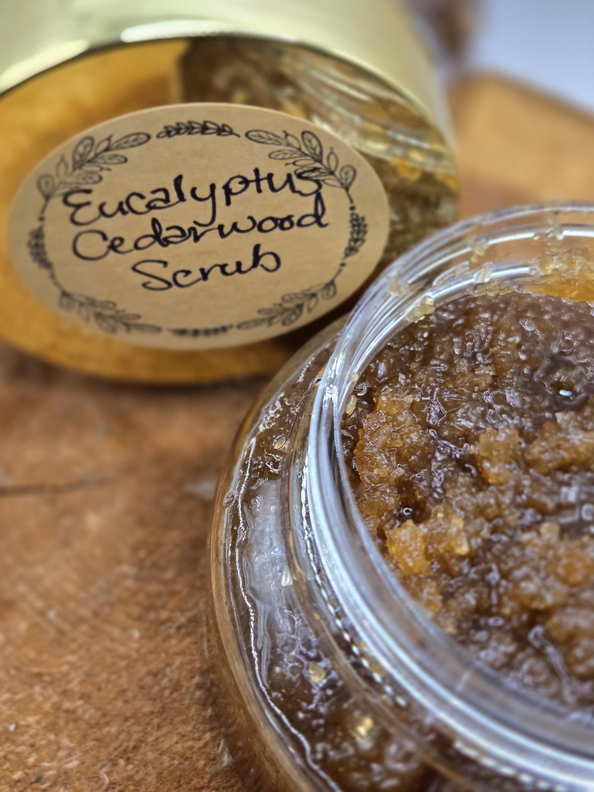 Eucalyptus Cedarwood Sugar Scrub – Natural Exfoliant with Argan & Sweet Almond Oil