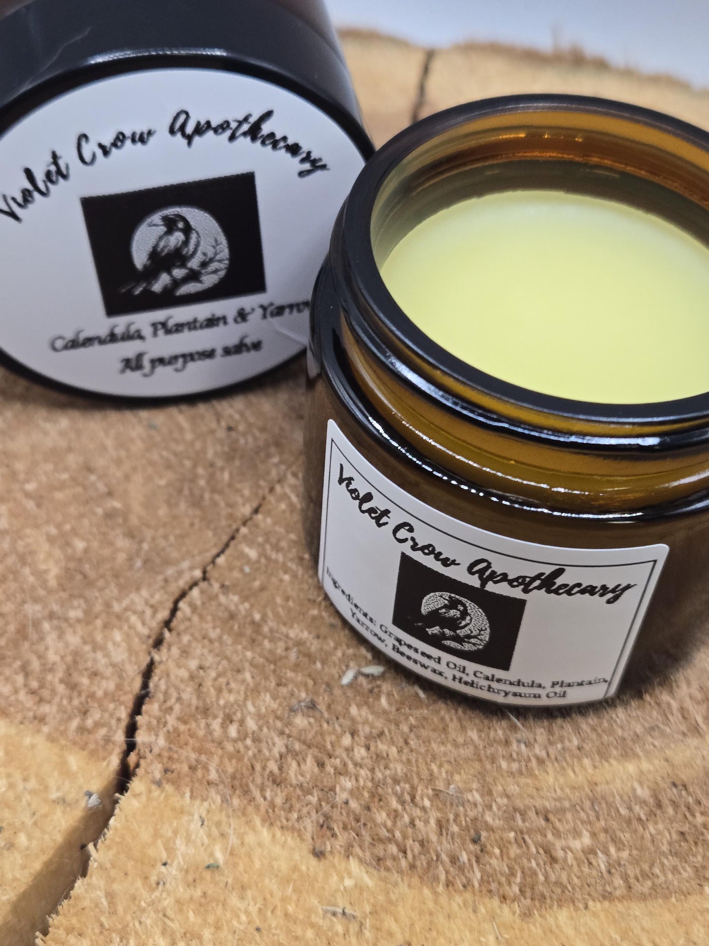 Handcrafted Herbal First-Aid Salve, Calendula Yarrow Plantain, Natural Skin Balm