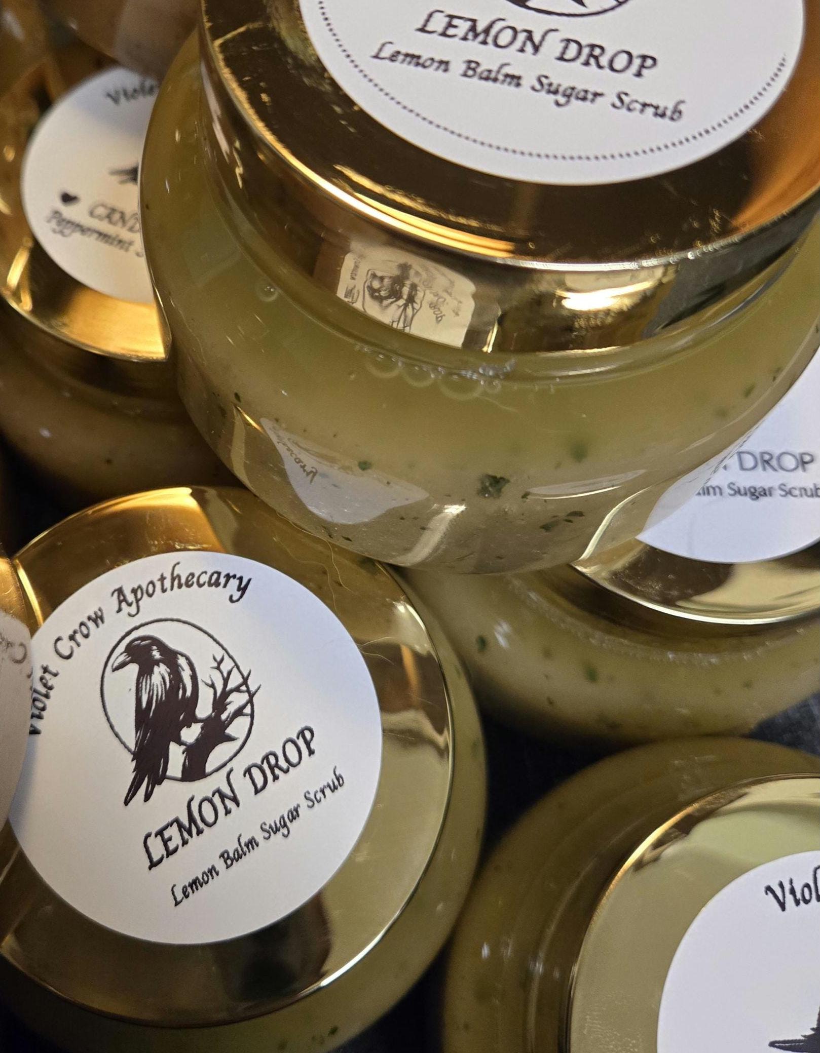 Lemon Balm Sugar Scrub | Exfoliating Citrus Body Scrub, Natural Skincare (8oz)