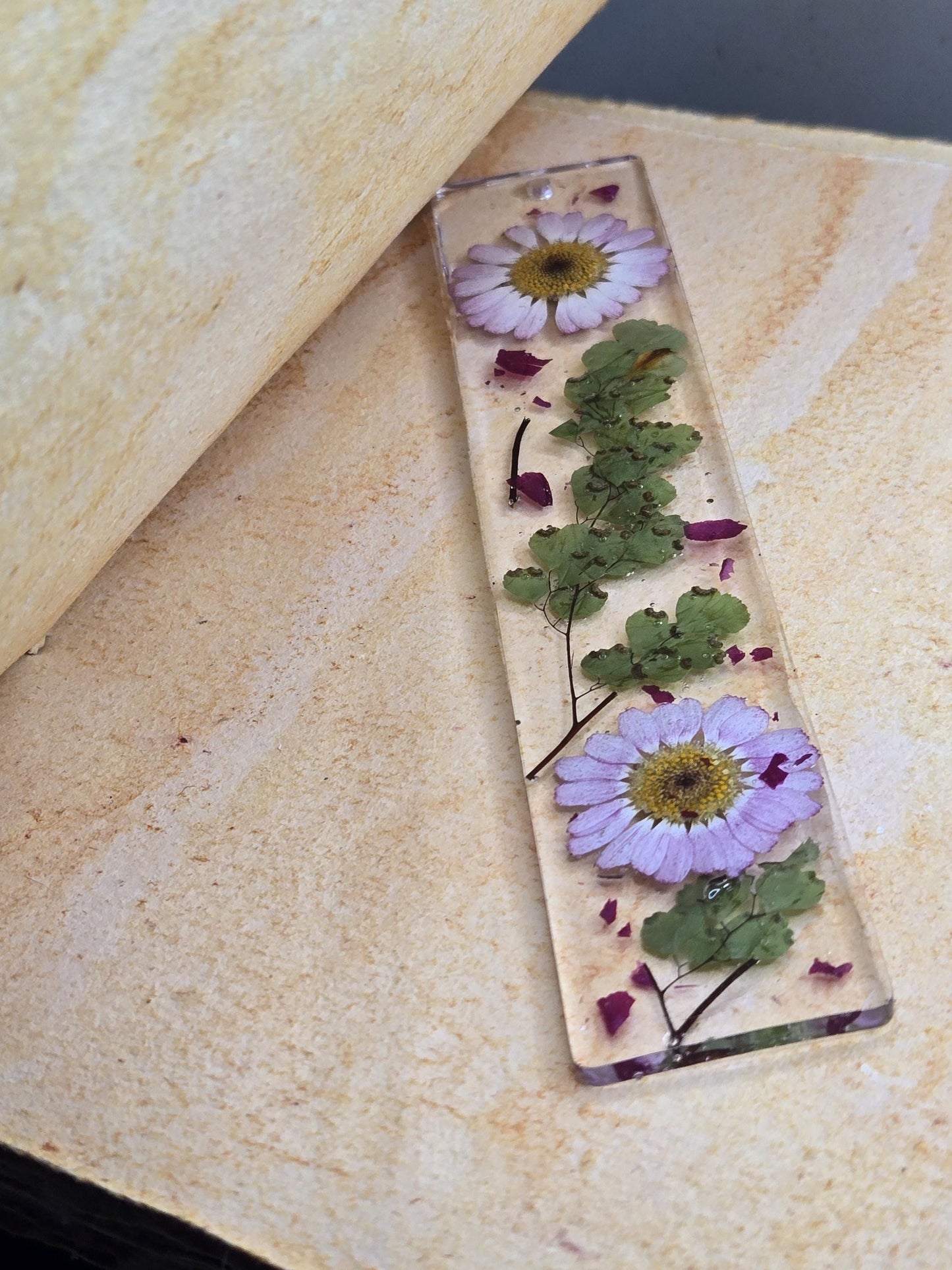 Pressed Flower Resin Bookmark – Handmade Botanical Gift