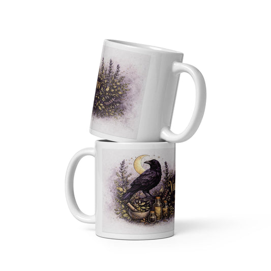 Violet Crow Apothecary Mug, Witchy Coffee Mug, Herbal Tea Mug, Apothecary Gift for Herbal Lovers