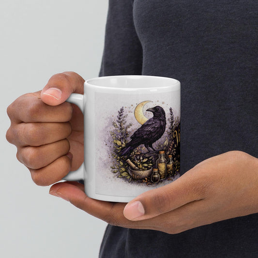 Violet Crow Apothecary Mug, Witchy Coffee Mug, Herbal Tea Mug, Apothecary Gift for Herbal Lovers