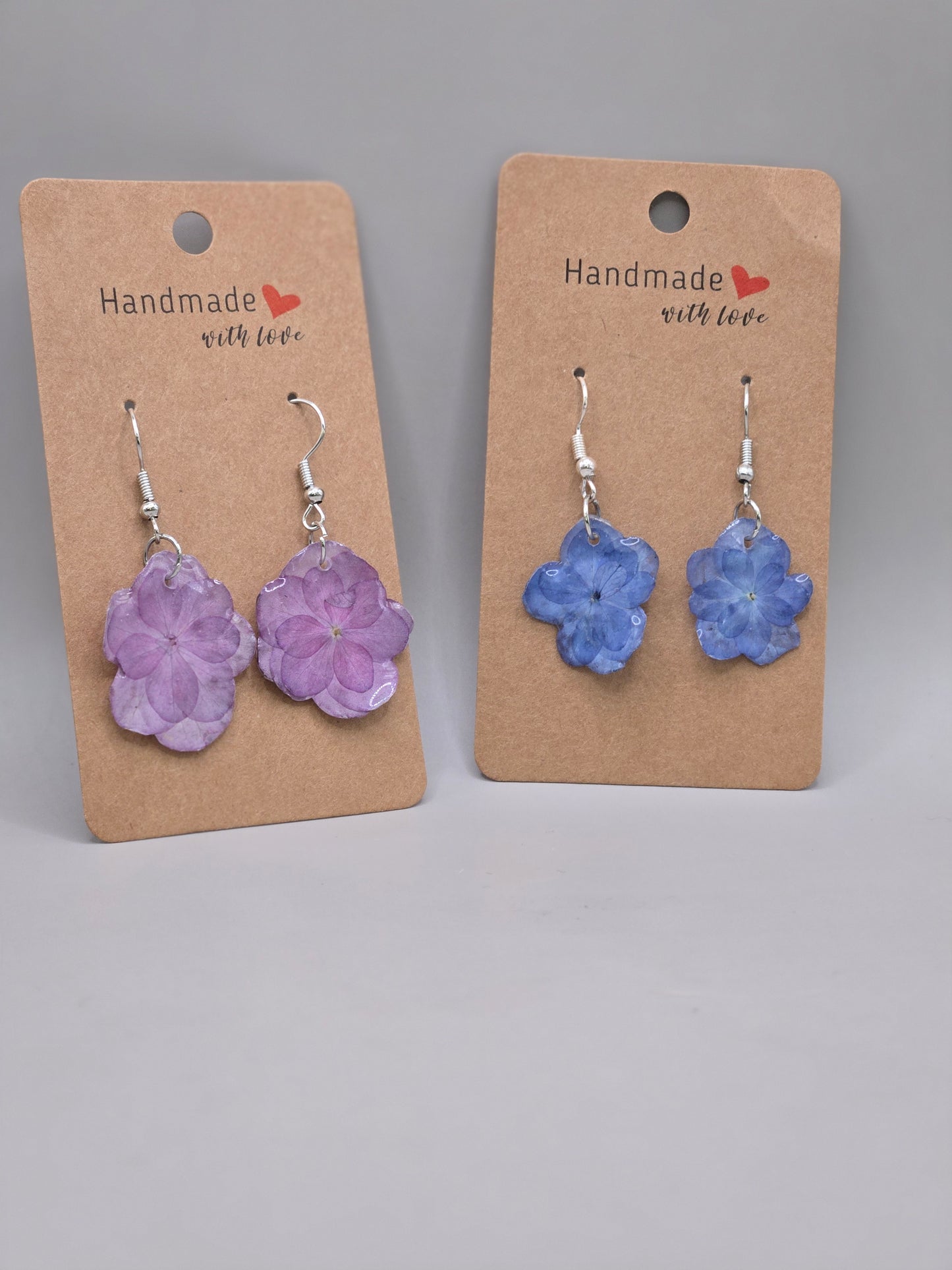 Pressed Hydrangea Earrings, Real Flower Resin Earrings, Botanical Jewelry, Pierced & Clip-On Available