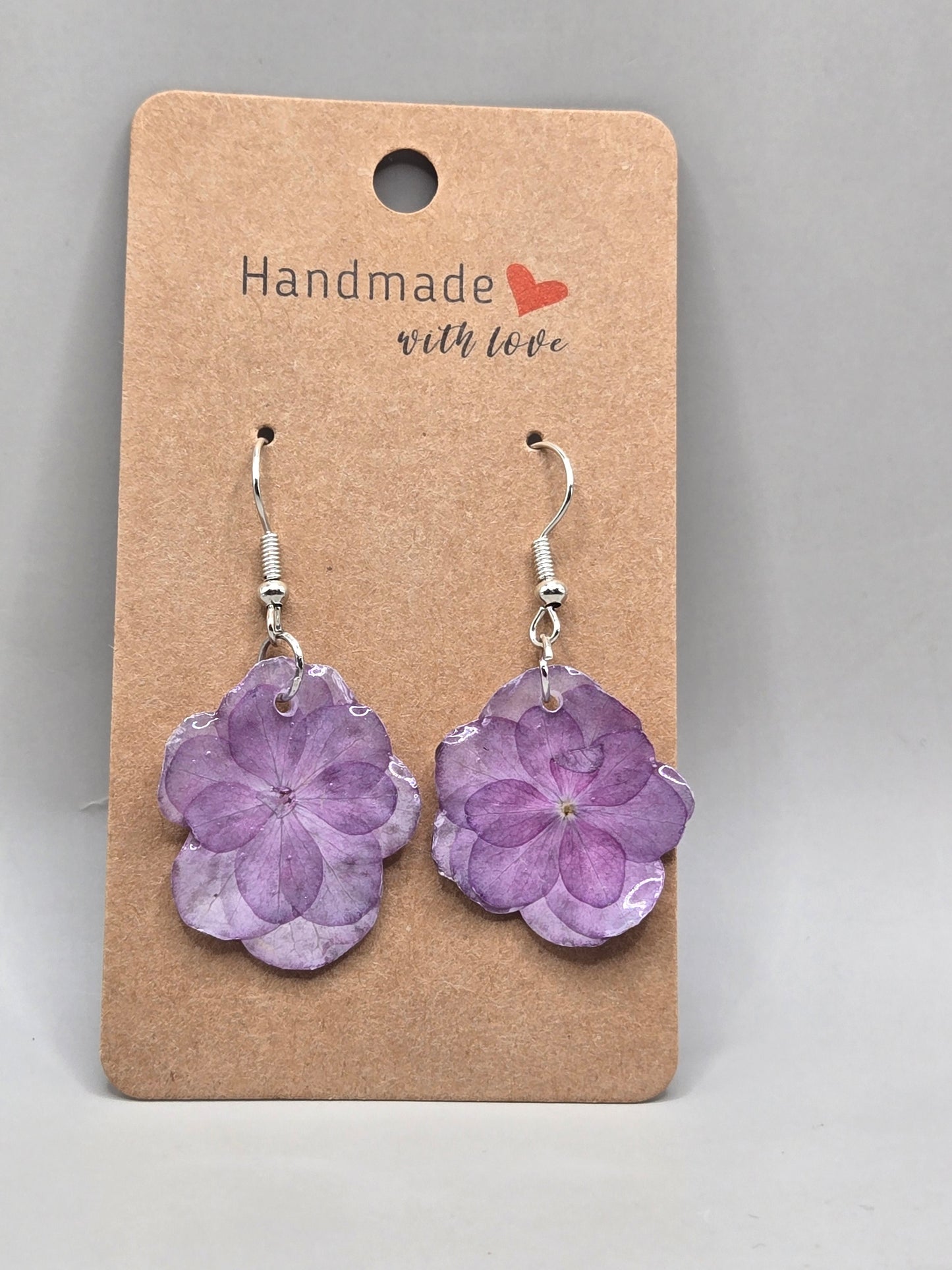 Pressed Hydrangea Earrings, Real Flower Resin Earrings, Botanical Jewelry, Pierced & Clip-On Available