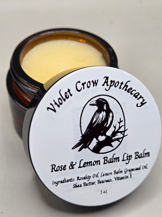 Nourishing Lip Balm | Rose & Lemon Balm Herbal Moisturizer for Dry, Chapped Lips