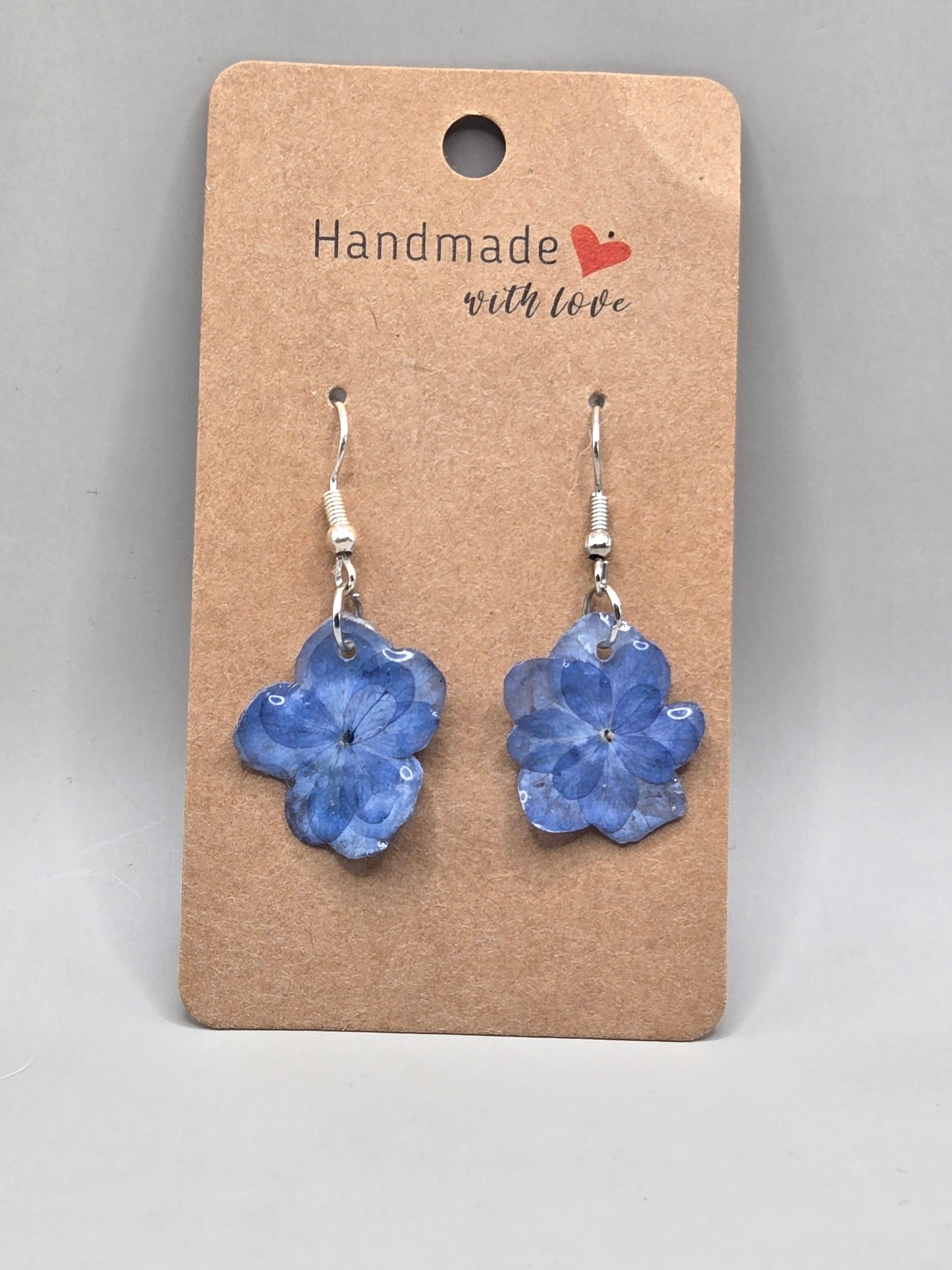Pressed Hydrangea Earrings, Real Flower Resin Earrings, Botanical Jewelry, Pierced & Clip-On Available