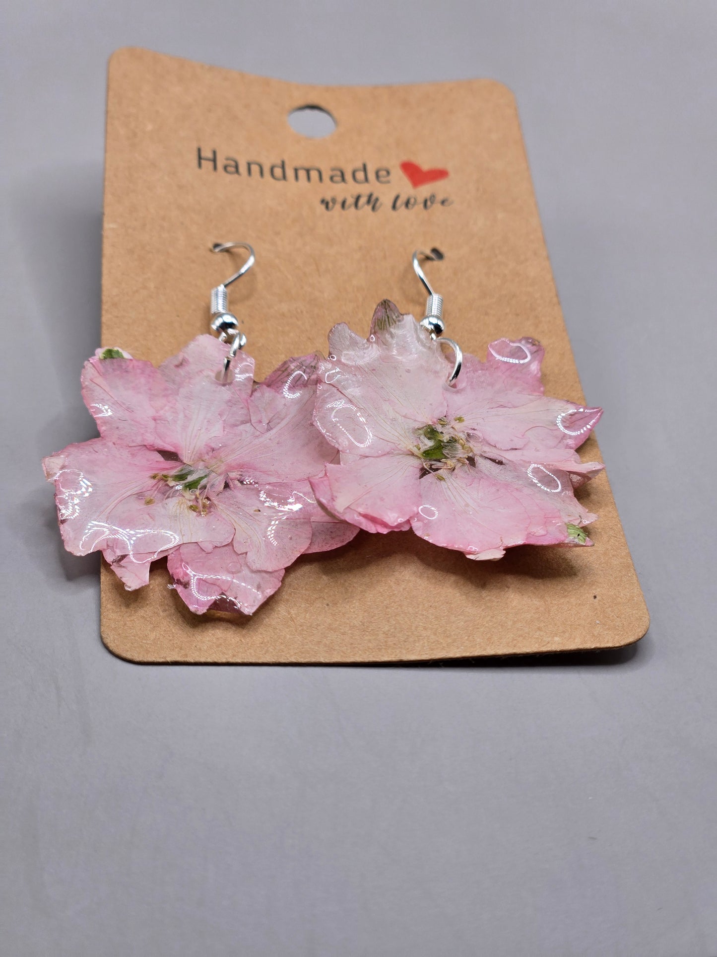 Pink Hydrangea Earrings, Botanical Pressed Flower Jewelry
