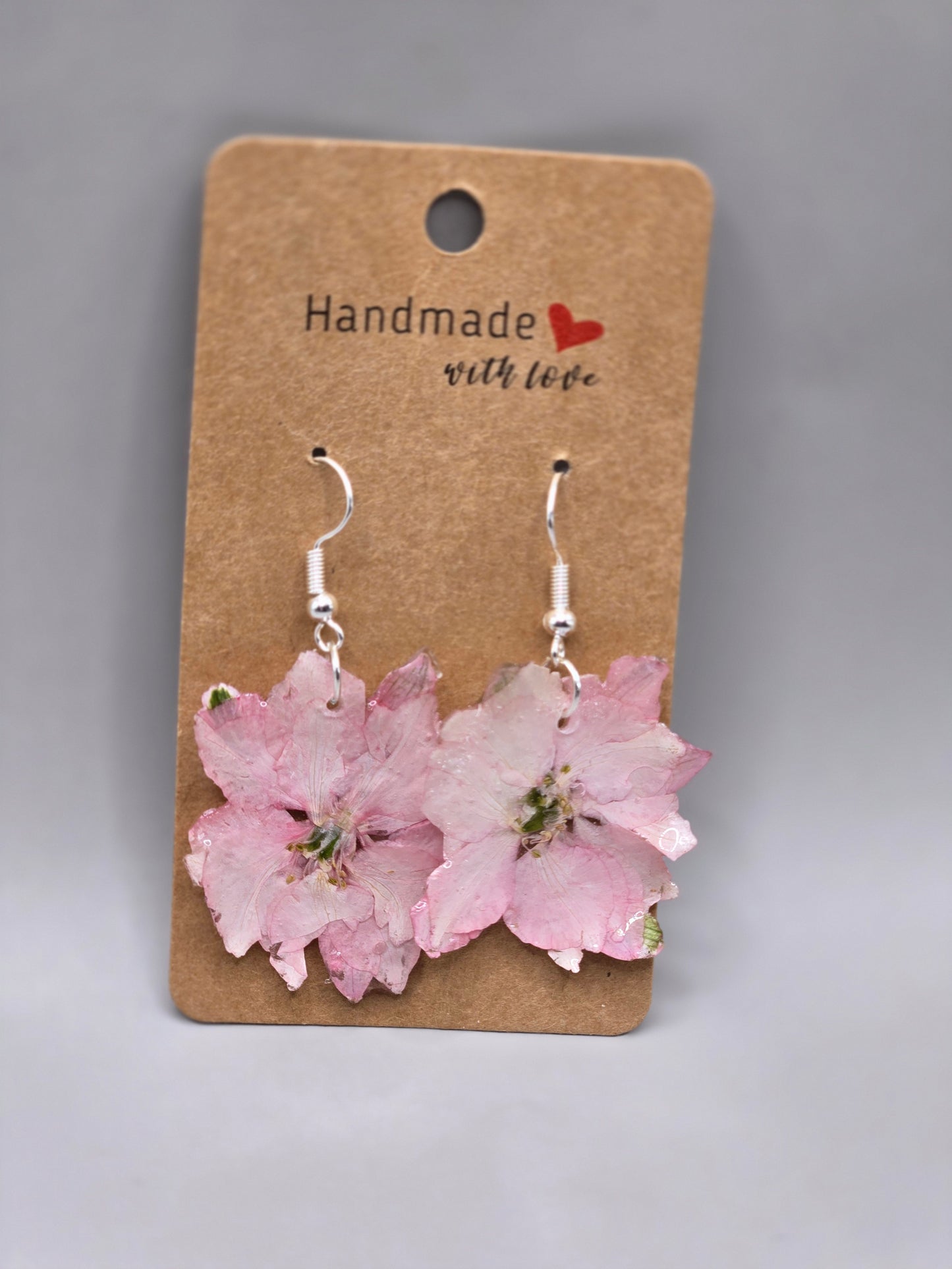 Pink Hydrangea Earrings, Botanical Pressed Flower Jewelry